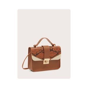 Snakeskin Twist Lock Satchel Bag